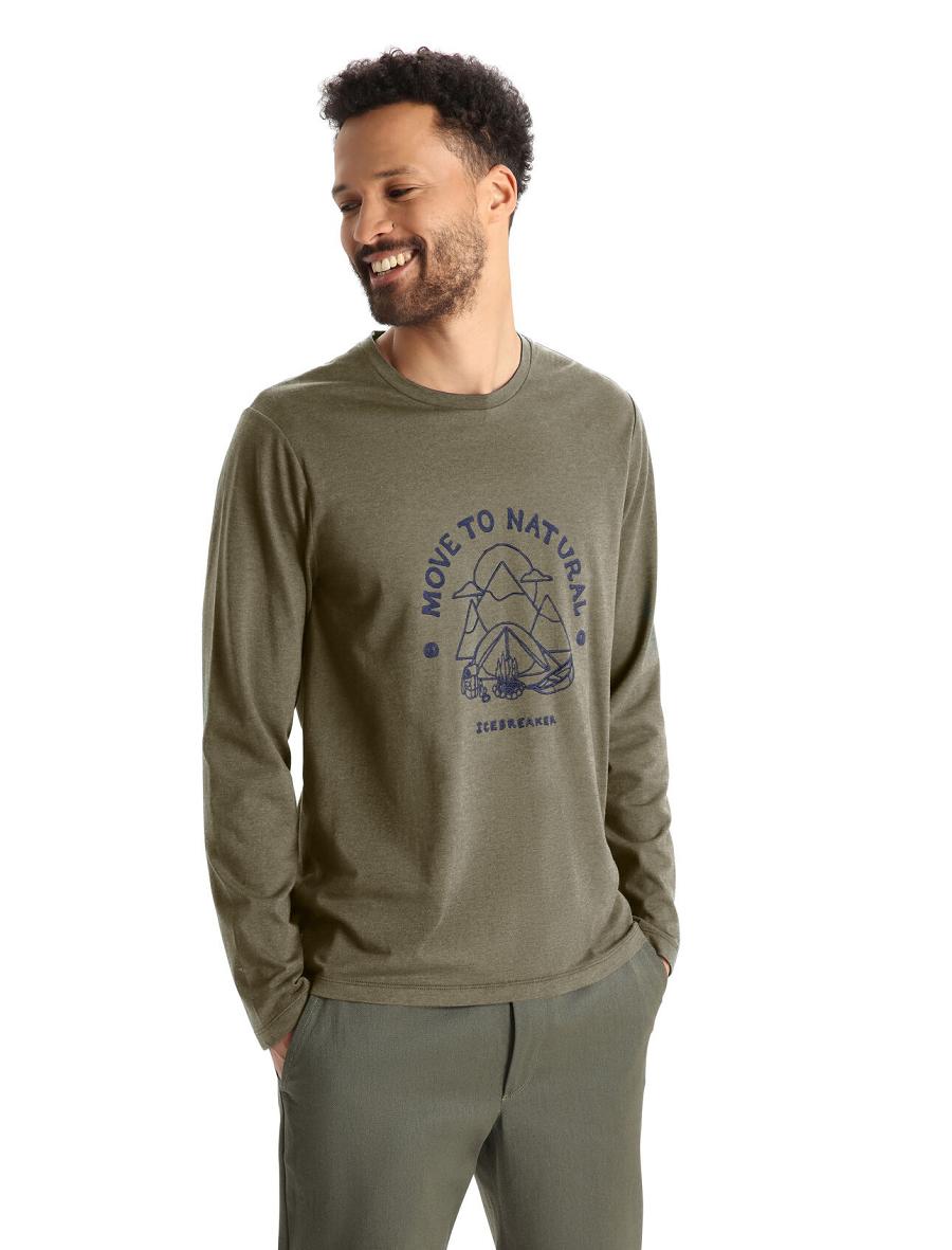 Long Sleeve Icebreaker Merino Central Classiche T-Shirt Canopy Camper Homme Vert Olive | FR 1225DFMN